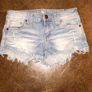 Distressed/frayed jean shorts
